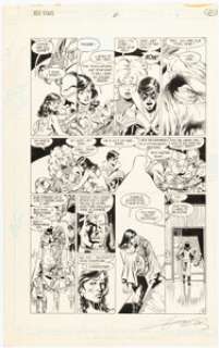 Pérez , George - George Pérez and Bob McLeod New Teen Titans #51 Story Page 21 Batman and Outsiders Original Art (DC, 1988). ...