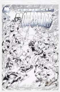 Malibu Comics artist - Willie Peppers and Scott Reed Protectors #17 Cover Original Art (Malibu, 1994)....