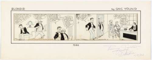 Young, Chic | Chic Young Blondie (signed by Penny Singleton) Daily Comic Strip Original Art dated 11-19-1932 (King Features Synd... | Heritage