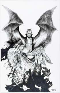 Vigil, Tim - Tim Vigil [Marc Silvestri printed blue lines] - Magdalena vs. Dracula Inked Illustration Original Art (2018)....