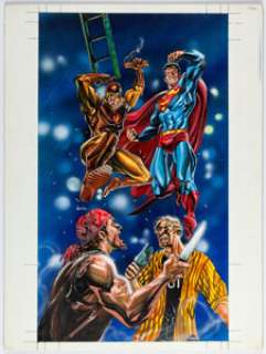 Phillips, Joe - Joe Phillips Superman: Man of Steel #43 "Side By Side With Gangbuster" Trading Card Illustration Original Art (Sky...