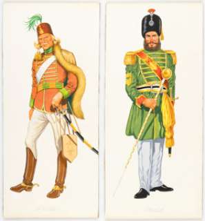 Cole, L. B. | L. B. Cole - Soldiers Painting Original Art group of 2 (c. 1960s).... (Total: 2 Original Art) | Heritage