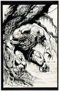 Nix, Nick - Nick Nix [Jason Fabok printed blue lines] - Swamp Thing Specialty Illustration Original Art (2011)....