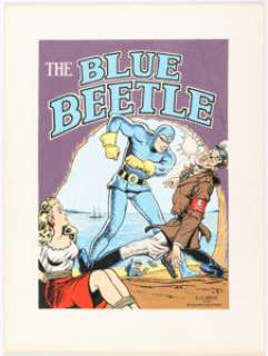 Beck, C. C. - C. C. Beck - Blue Beetle Painting Original Art (1978)....