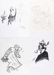 Semeiks, Val - Val Semeiks, Kerry Callen, Eric Shanower, and Andy Smith - Hellboy Sketches Original Art Group of 4 (1990s-2000s).... (Total: 4 Original Art)