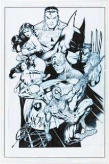 J.P. Mayer [Ed Benes printed blue lines] - Heroes Specialty Illustration Original Art (2007)....