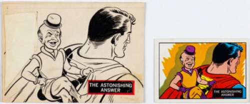 Al Plastino (Attributed) | Superman in the Jungle Card #66 "The Astonishing Answer" Illustration Original Art (A&BC Gum, 1968). (Total: 2 Items) | Heritage