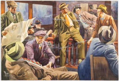 Frank Godwin "The Press Room" Painting Original Art (undated).