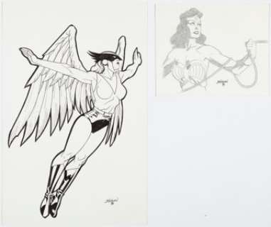 Dave Johnson Sensation Comics #1 Wonder Woman and Hawkgirl Cover Original Art (DC, 1999). (Total: 2 Original Art)