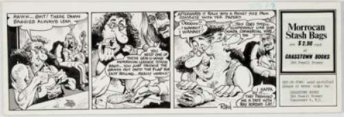 Rand Holmes "Harold Hedd - Morrocan Stash Bags" Advertisement Comic Strip Original Art (c. 1970s). | Heritage