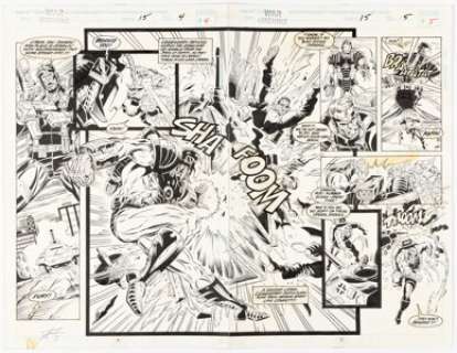 Sandu Florea and Tim Dzon War Machine #15 Double Page Spread 4-5 Original Art (Marvel, 1995). | Heritage