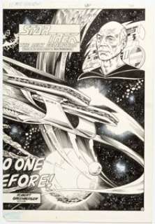 Pablo Marcos, Carlos Garzón, and Arne Starr Star Trek: The Next Generation #1 Double Splash Pages 2-3 Original Art (DC, 1988). | Heritage