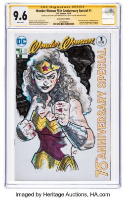 Craig Rousseau Wonder Woman 75th Anniversary Special #1 Hero Initiative Edition - Signature Series Original Art (DC, 2016) CGC NM+ 9.6 White pages.