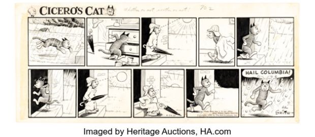 Al Smith Cicero‘s Cat Sunday Comic Strip Original Art dated 4-24-55 (Bell Syndicate, 1955).