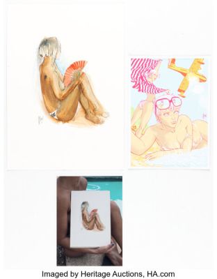 Guillem March - Topless Sunbather Specialty Illustration Original Art with Remarqued Print and Photograph Group of 3 (2017). (Total: 3 Items)