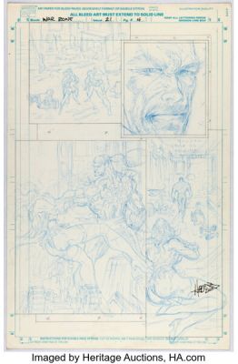 Hoang Nguyen The Punisher: War Zone #21 Story Page 4 Alternate Pencils Original Art (Marvel, 1993).