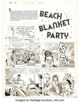 John Severin Cracked #137 "Beach Blanket Party" Complete 5-Page Story Original Art (Major Magazines, 1976). (Total: 5 Original Art) | Heritage