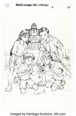 Ben Dunn The Boxcar Children Graphic Novels #18 Mystery in the Sand Cover Original Art (Albert Whitman 2011).