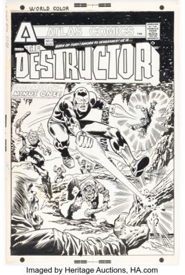 Larry Lieber and Frank Giacoia The Destructor #4 Cover Original Art (Seaboard-Atlas, 1975).