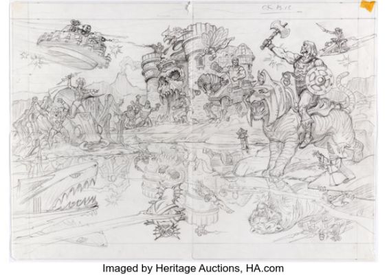 Earl Norem He-Man and the Masters of the Universe Magazine Spring 1986 "The Lake of Mystery" Poster Painting Preliminary Original Art (Telepictures, 1986). | Heritage