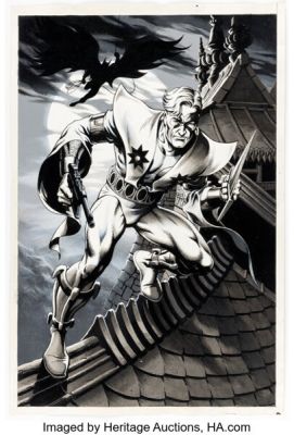Garry Leach - Batman and Manhunter Illustration Original Art (undated).