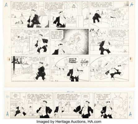 George McManus Bringing Up Father Sunday Comic Strip Original Art dated 4-11-43 (King Features Syndicate, 1943). (Total: 2 Original Art) | Heritage