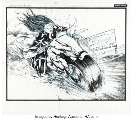 Danny Miki [Marko Djurdjevic printed blue lines] Ultimate Hulk Annual #1 Double Splash Pages 10-11 Original Art (Marvel, 2008).