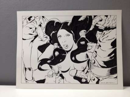 Saint Germain - Illustrazione Originale "Biancaneve e.. i 7 Nani" firmata  - Page volante | Catawiki