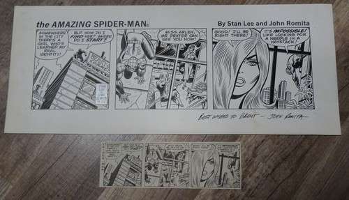 Signed Original Vintage Hand Drawn Comic Art "Spider Man - John Romita"