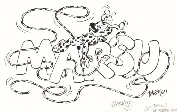 Batem (Né En 1960) Le... | Lot 9 - BATEM (né en 1960) Le marsupilami Encre de Chine sur... | Tessier Sarrou