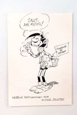 Franquin, André (1924-1997) | Lot 23 : Dessin-dédicace sur papier libre représentant Gaston. Encre de… | misc / divers