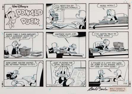 ’Scrooge McDuck’ and ’Donald Duck’ comic strip art signed by Carl Barks. | Profiles in History