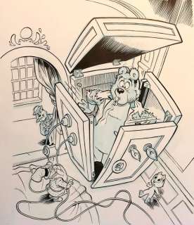 Bommel en Tom Poes - Originele cover - ’Tom Poes en de Trillings’’ - Loose page - East Indian ink and blue colored pencil on sturdy drawing paper - (2018/2019) | Catawiki