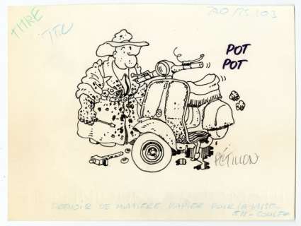 Pétillon, René - Dessin original - Jack Palmer T4 - Page titre - Les Disparus d’Apostrophes ! (1982) | Catawiki