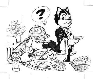 Motti Michel. (1934-2009) - MOTTI Michel. Â«Pif Sherlock HolmesÂ». Beau dessin Ã  l‘encre de Chine de