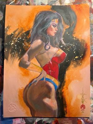Sexy Absolute Wonder Woman Amazon Princess Pinup Original Art MARK BEACHUM OA