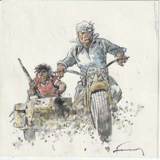 Hermann - Dessin original couleur - Bernard Prince - L’Oasis en flammes | Catawiki