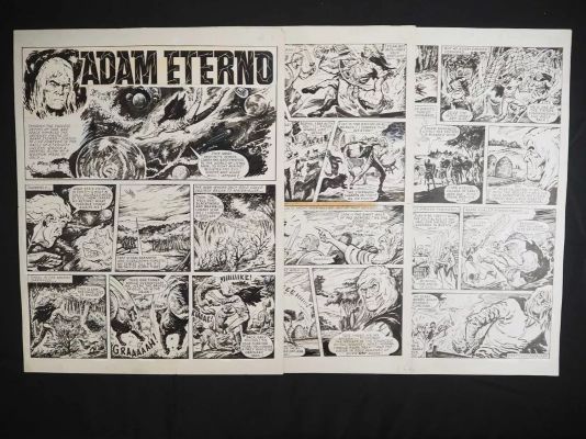 ADAM ETERNO - 3 pages of original black/white interior comic art for this strip, which appeared | Excalibur Auctions