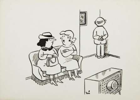 Gwidon Miklaszewski (1912 - 1999) | Gwidon Miklaszewski | "Mężowi nie wolno dziś oglądać telewizji - wczoraj stukł talerz przy zmywaniu!", lata 80. XX w. | Desa Unicum