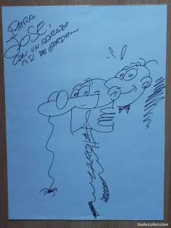 MORTADELO Y FILEMÓN : DIBUJO ORIGINAL DE FRANCISCO IBÁÑEZ - FIRMADO Y DEDICADO - 40 X 30 CM