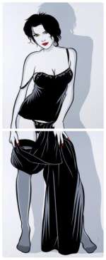 Walter Minus - Pin-up aux cheveux noirs Acrylique sur toile pour ce grand