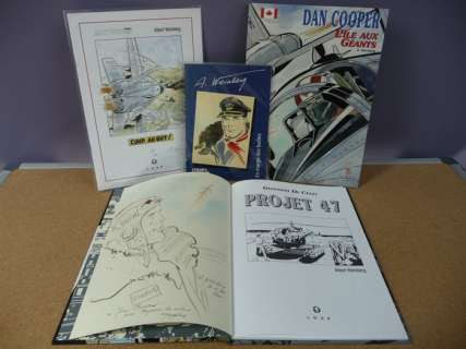 Dan Cooper - 4 Albums - 1x dédicace - Projet 47 + Coup au but + En marge des bulles + L’île aux géants - Hardcover - First edition - (2002/2010) | Catawiki