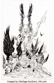 Marc Silvestri and Matt Banning (as Batt) The Darkness #3 Cover Original Art (Image, 1997). Angelus has the Darkness -