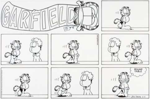 Davis, Jim | Jim Davis Garfield Sunday Comic Strip Original Art dated 4-4-99 (PAWS/Universal Press Syndicate, 1999).... | Heritage