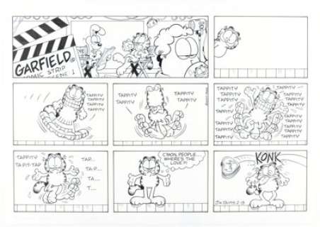 Davis, Jim | Jim Davis Garfield Sunday Comic Strip Original Art dated 2-13-05 (PAWS, 2005).... | Heritage