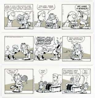 Davis, Jim | Jim Davis Garfield Consecutive Daily Comic Strip Original Art Group of 6 (United Feature Syndicate, 1991).... (Total: 6 Original Art) | Heritage