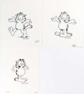 Davis, Jim | Jim Davis - Garfield Illustrations Original Art Group of 3 (c.1980s).... (Total: 3 Original Art) | Heritage