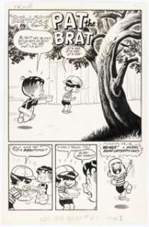 Bob White | Pat the Brat #27 Complete 6-Page Story "Bug-a-boo" Original Art (Archie, 1958). (Total: 6 Original Art) | Heritage