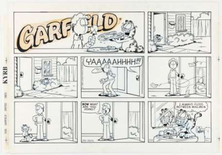 Jim Davis Garfield Sunday Comic Strip Original Art dated 5-20-90 (United Feature Syndicate, 1990). | Heritage