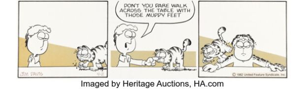 Jim Davis Garfield Daily Comic Strip Original Art dated 4-2-82 (United Feature Syndicate, 1982). | Heritage